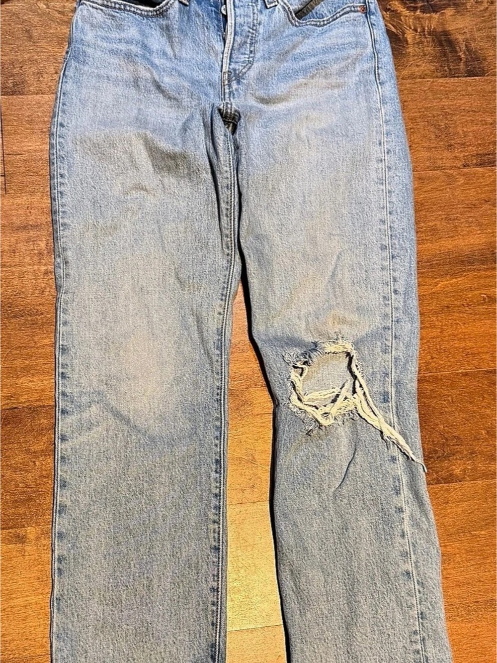 Levi's Wedgie Straight Jeans Waist 27 Blue Distressed